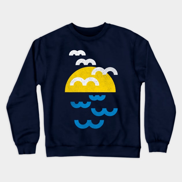 Birds & Waves Crewneck Sweatshirt by Gintron